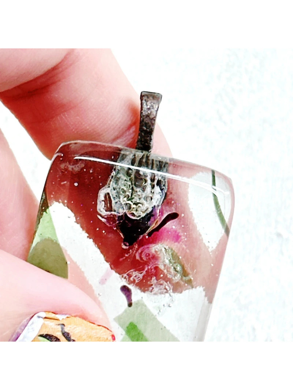 2592mc. Pink Glass Pendant Floral - Picture 4 of 9